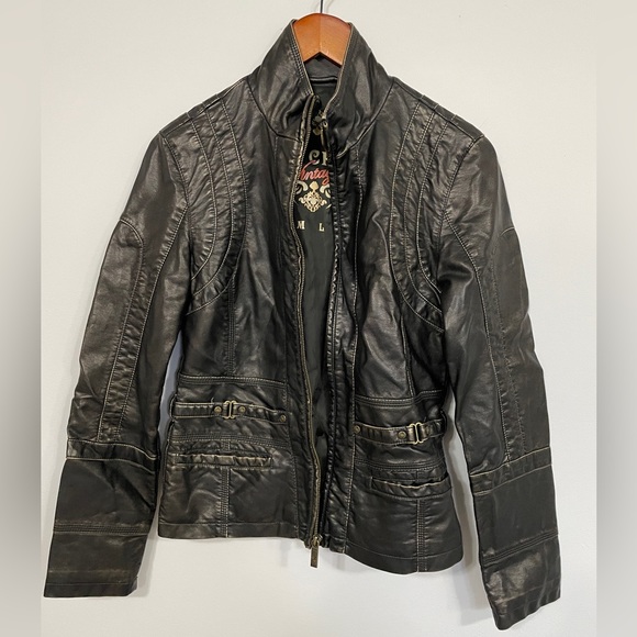 Moto Jacket Big Chill Vintage Faux Leather Big Chill Jackets Coats Black  Faux Leather Jacket Poshmark